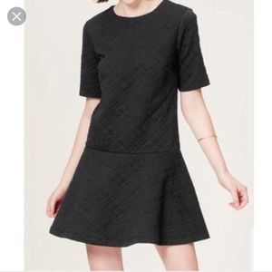 Loft Quilted Black Drop Waist Dress